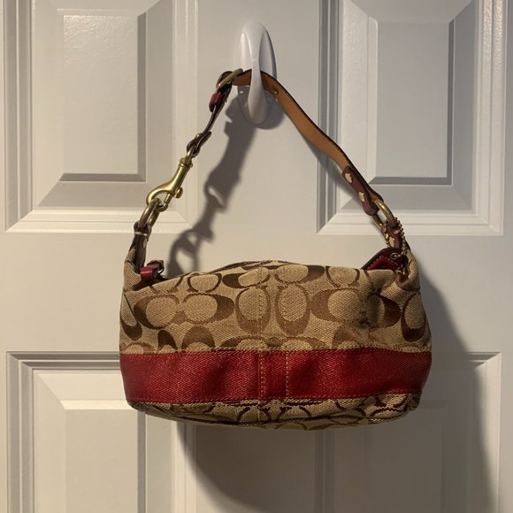 Coach Purse Khaki and Maroon - Picture 4 of 5